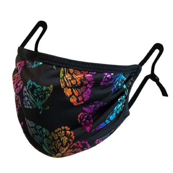 2-Layer Black Holographic Butterfly USA Face Mask - Picture 5 of 9